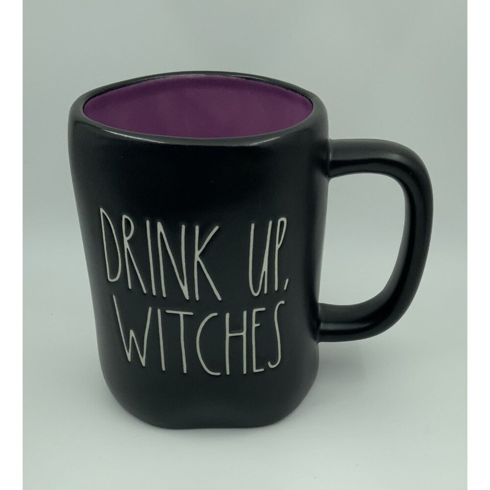 Rae Dunn Drink Up Witches Black Mug With Purple Interior